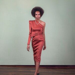 XS Copper Color One Shoulder Dress